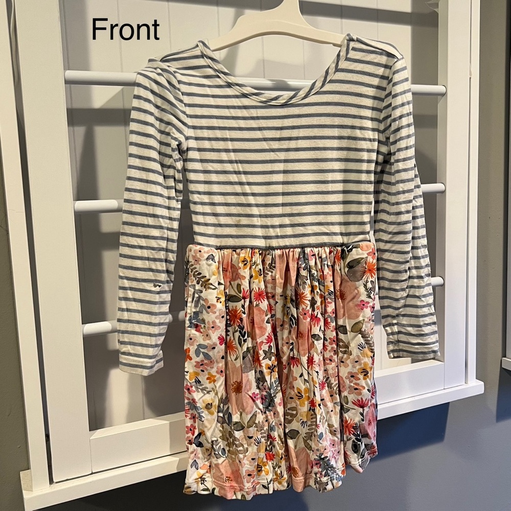 Little Sleepies Mauve Meadow Stripes Skater Dress - 2T